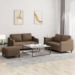 vidaXL Ensemble de canapés 3 Pièces avec coussins Marron Tissu
