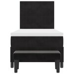vidaXL Lit Box Spring avec matelas et banc noir 90x190 cm velours