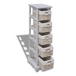 vidaXL Étagère de rangement en bois 5 paniers en tissage Blanc