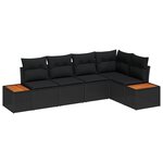 vidaXL Ensemble de canapé de jardin avec coussin 5 Pièces Noir Poly rotin