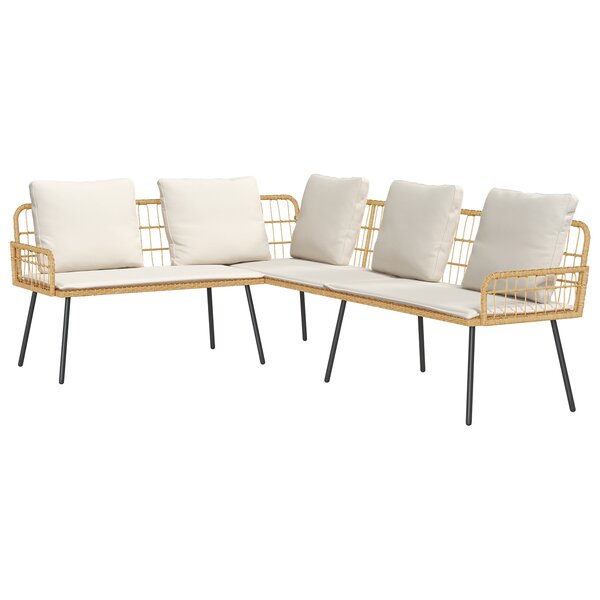 Canapé en L vidaXL Naturel 231x173x78 cm en Poly Rattan