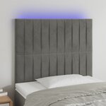 vidaXL Tête de lit à LED Gris clair 90x5x118/128 cm Velours
