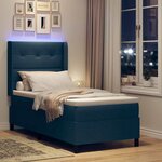 vidaXL Lit à ressort LED avec matelas Bleu 90 x 200 cm tissu