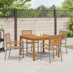 Ensemble de salle à manger jardin 5 pièces vidaXL Gris poly rattan acacia