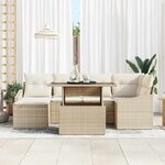 vidaXL Ensemble de canapé de jardin avec coussin 7 Pièces Beige et crème