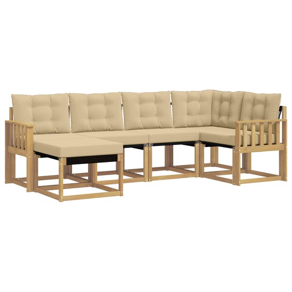 vidaXL Ensemble de canapés d'extérieur 6 pc Blanc et Beige