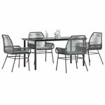 vidaXL Ensemble à manger jardin coussins 5 Pièces gris poly rotin verre