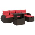 vidaXL Salon de jardin 6 Pièces avec coussins marron résine tressée acacia