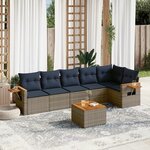 vidaXL Salon de jardin 7 Pièces avec coussins gris résine tressée