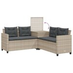 vidaXL Canapé de jardin et table et coussins en forme de L gris clair