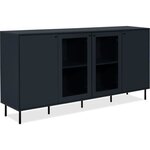 Buffet bas - CARACAS - bleu navy - 2 portes vitrées + 2 portes - 180 x 90 x 40 cm