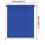 vidaXL Store roulant d'extérieur 120x140 cm Bleu PEHD