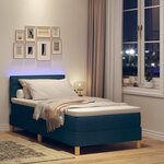 vidaXL Lit à ressort LED avec bandes LED Bleu 90 x 200 cm tissu