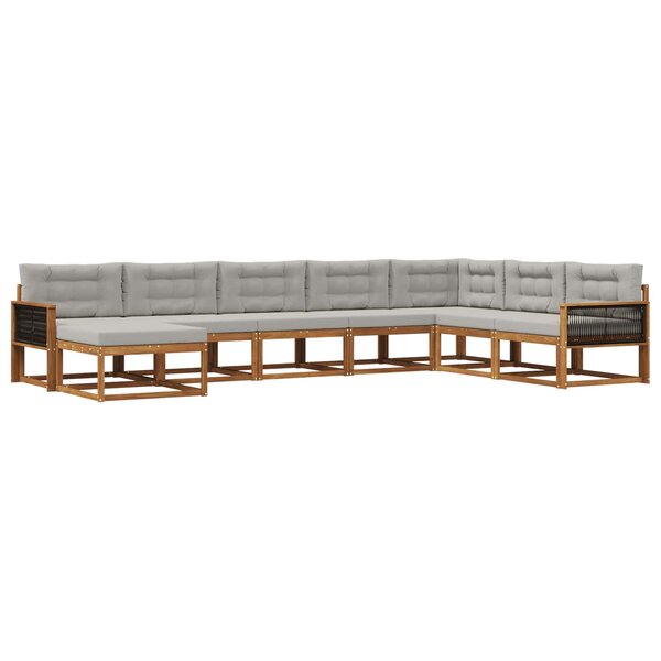 vidaXL Ensemble de canapés d'extérieur 8 pc Naturel et gris clair
