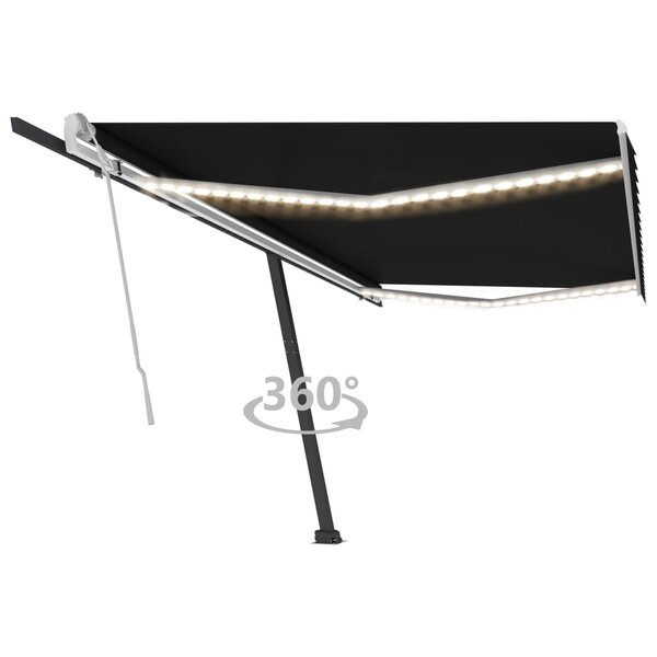 vidaXL Auvent manuel rétractable avec LED 500x300 cm Anthracite