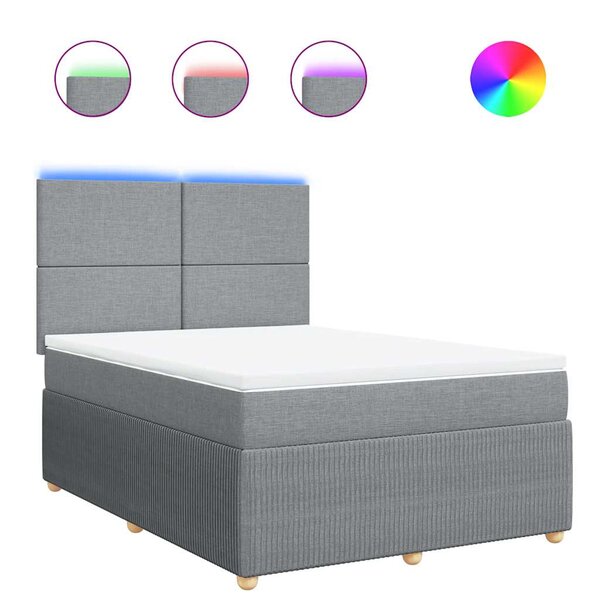 vidaXL Sommier à lattes de lit avec matelas Gris clair 160x200cm Tissu