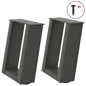 vidaXL Pieds de table basse en U 2 pièces Anthracite 30 x (30-31) cm Acier
