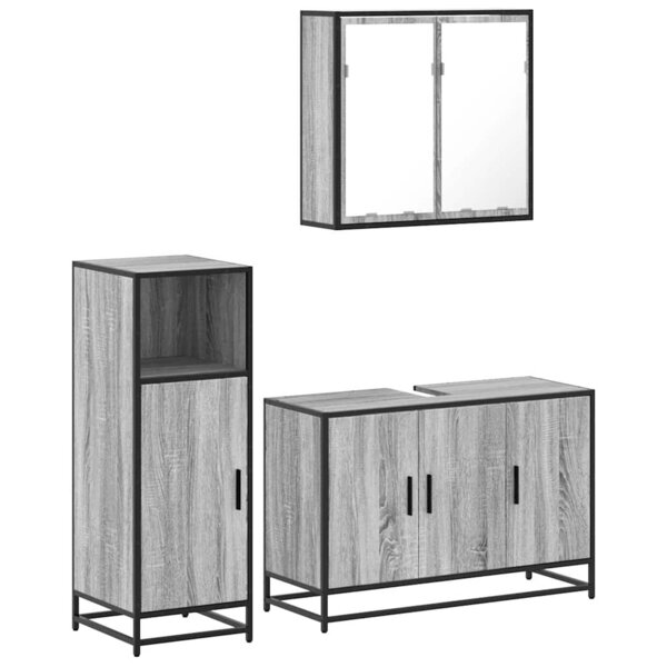 vidaXL Ensemble de meubles de salle de bain 3 Pièces Sonoma gris