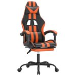 vidaXL Chaise de jeu pivotante repose-pied Noir et orange Similicuir