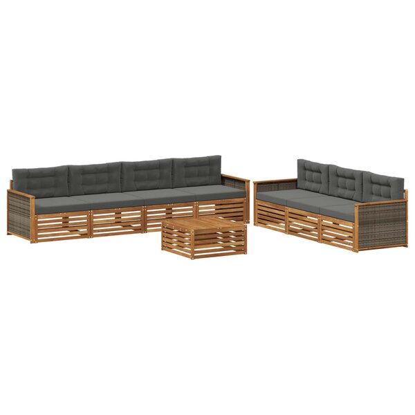 vidaXL Ensemble de canapés d'extérieur 8 pc Naturel et Anthracite