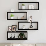vidaXL Étagères murales avec étagère 4 Pièces Chêne noir 60 x 15 x 23 cm