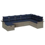 vidaXL Ensemble de canapé de jardin 8 Pièces Gris et marine polyrotin