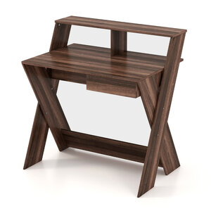 Bureau informatique 90 x 61 x 94 cm avec réhausseur d'écran ergonomique polyvalent style moderne MDF marron 20_0010915