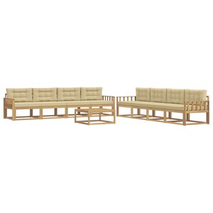 vidaXL Ensemble de canapés d'extérieur 9 pc Blanc et Beige Polyester