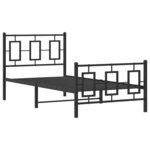 vidaXL Cadre de lit métal avec tête de lit/pied de lit noir 90x200 cm