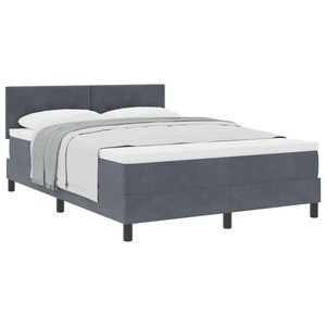 vidaXL Lit à ressorts avec matelas Gris foncé 140 x 200 cm Velours