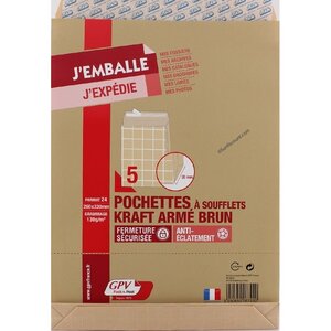 Pochettes a soufflets kraft arme 130g 260x330 gpv 6722