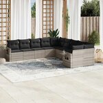 vidaXL Salon de jardin avec coussins 10 Pièces gris clair résine tressée