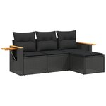 vidaXL Salon de jardin 4 Pièces avec coussins noir résine tressée