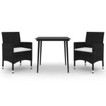 vidaXL Ensemble à manger de jardin coussins 3 Pièces Résine tressée Verre