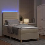 vidaXL Lit à ressort LED avec matelas Crème 90 x 190 cm tissu