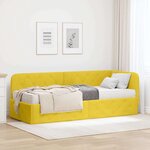 vidaXL Cadre de lit d'angle avec matelas Jaune 80 x 200 cm Velours