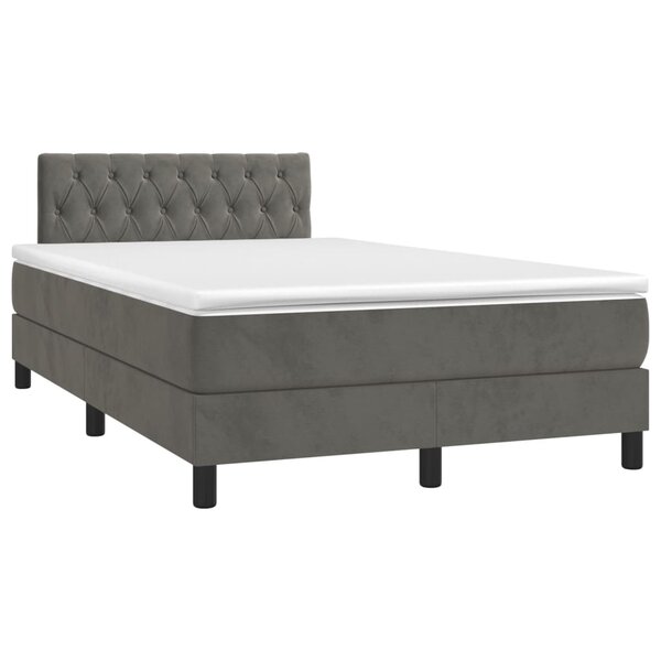 vidaXL Sommier à lattes de lit et matelas gris foncé 120x190cm velours