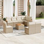 vidaXL Salon de jardin avec coussins 9 Pièces beige résine tressée