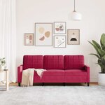 vidaXL Canapé à 3 places Rouge bordeaux 180 cm Velours