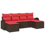 vidaXL Ensemble de Canapés 6 Pièces Marron et rouge polyrotin