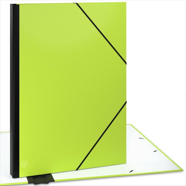 Carton à dessin- ACROPAQ- 52 x 72 cm- 2 Fermetures élastiques- Dos Extensible- Vert- Certifié FSC