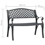 vidaXL Banc de jardin 102 cm Aluminium coulé Noir