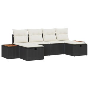 Ensemble de Canapés de Jardin vidaXL 6 pièces avec Coussins Rotin Synthétique Noir