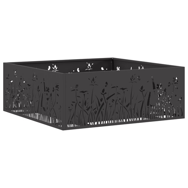 brasero carré vidaXL noir 80x80x30 cm en acier