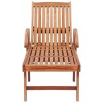 vidaXL Chaise longue avec coussin à carreaux rouge Bois de teck solide