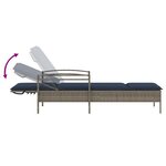 vidaXL Chaise longue avec coussin Gris 63 x 200 x 81 cm Résine tressée (États-Unis uniquement)