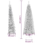 vidaXL Demi sapin de Noël artificiel mince avec support Argenté 240 cm