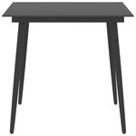 vidaXL Table à dîner de jardin Noir 80x80x74 cm Acier et verre