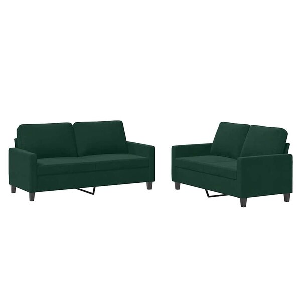 vidaXL Ensemble de canapés 2 Pièces avec coussins Vert foncé Velours