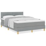 vidaXL Lit boxspring avec matelas Gris clair 140 x 190 cm tissu
